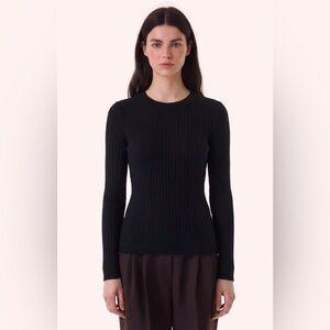 🇫🇷 Kujten Bibi 100% Cashmere black ribbed Knit long Sleeve Sweater pullover 2